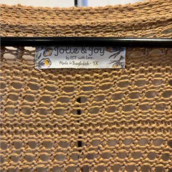 Women's Tan Crochet Tie Sweater - Picture 2 of 3